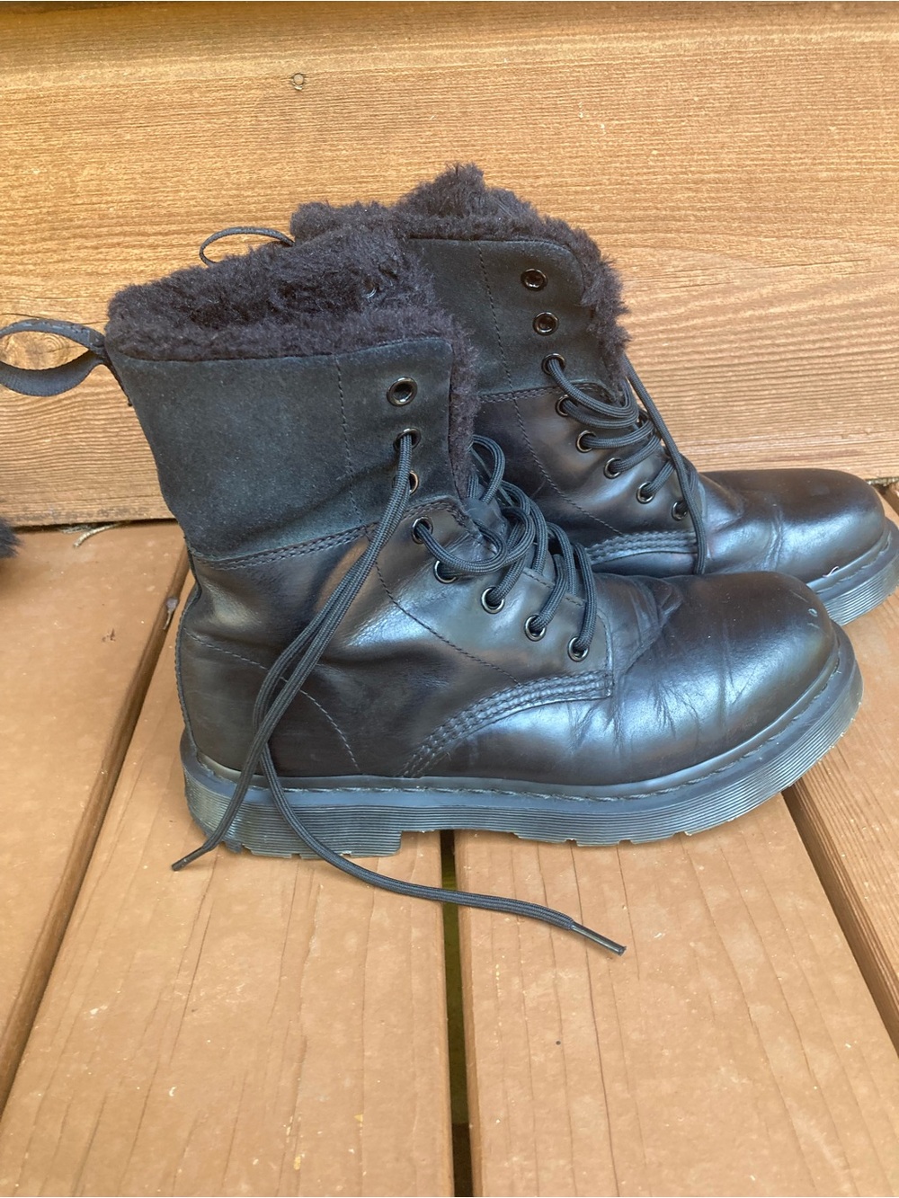 Dr. Martens Faux-Fur-Trim Lace-Up Boots